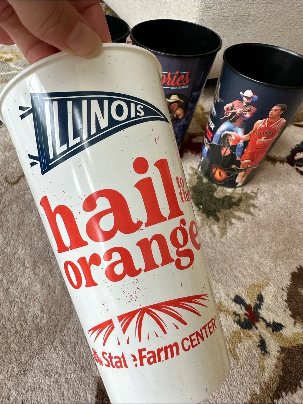 Vintage University Of Illinois Fighting Illini Basketball Plastic Cups Lot Of 4